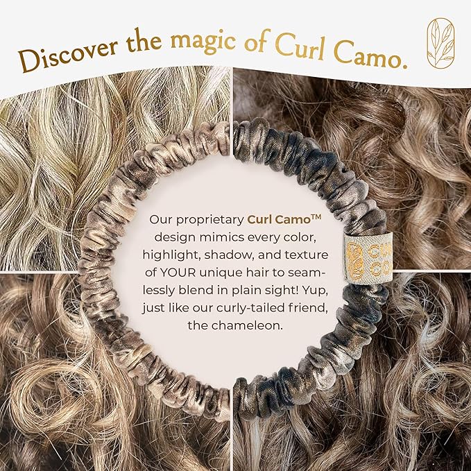 Authentic Mulberry Silk Skinny Hair Match Scrunchies for Women, Anti Breakage Hairties for Curly Thick & Thin Hair, 100% Silk for Buns, Sleep & Ponytail, Cool Blonde/Bronde (4 Pack)