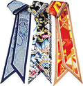 Skinny Scarf 3 Pack for Women – Bag Scarf, Silk Hair Scarves (Original Prints, Premium Twill, 3 Designs)