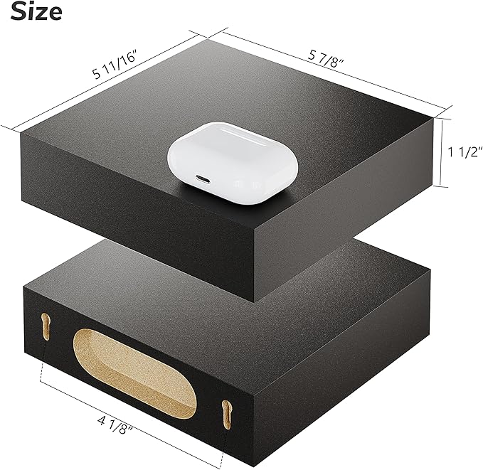 BAMEOS Small Floating Shelves for Wall, Small Black Shelf 5.9 * 5.7 Inch Display Ledges for Decor, Mini Shelf for Wall, Black