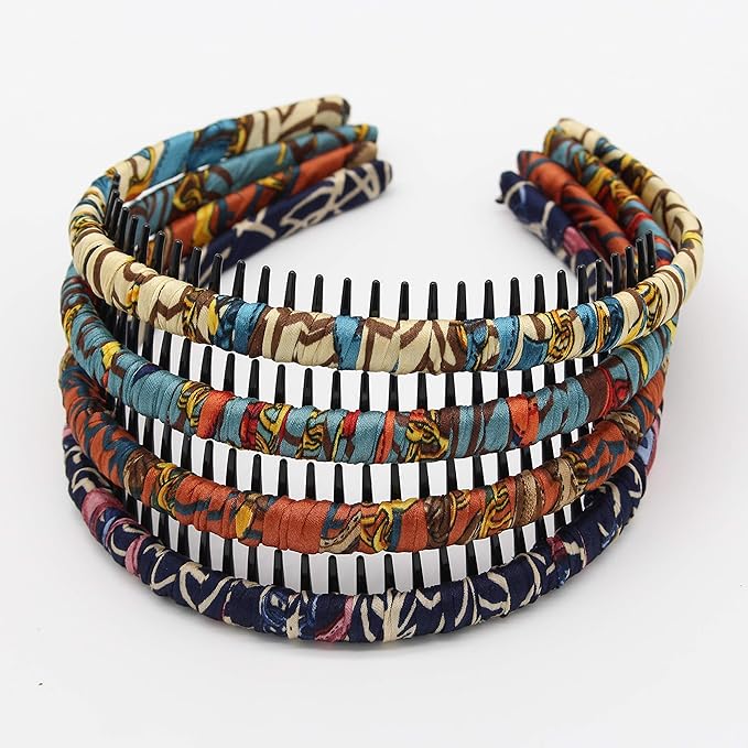 boho bandeau headbands hairband for women Non-slip hair bands Teeth Comb Hair Accessories Resin hair hoop (4 pcs)