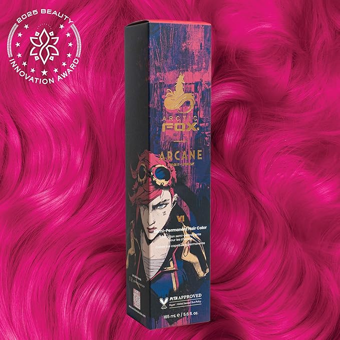 Arctic Fox x Arcane League of Legends Semi Permanent Hair Dye, Vegan & Cruelty Free, Vibrant Hot Pink Color, Ammonia Free, Conditioning Formula, VI Shade, 5.6 Fl Oz (Pack of 2)