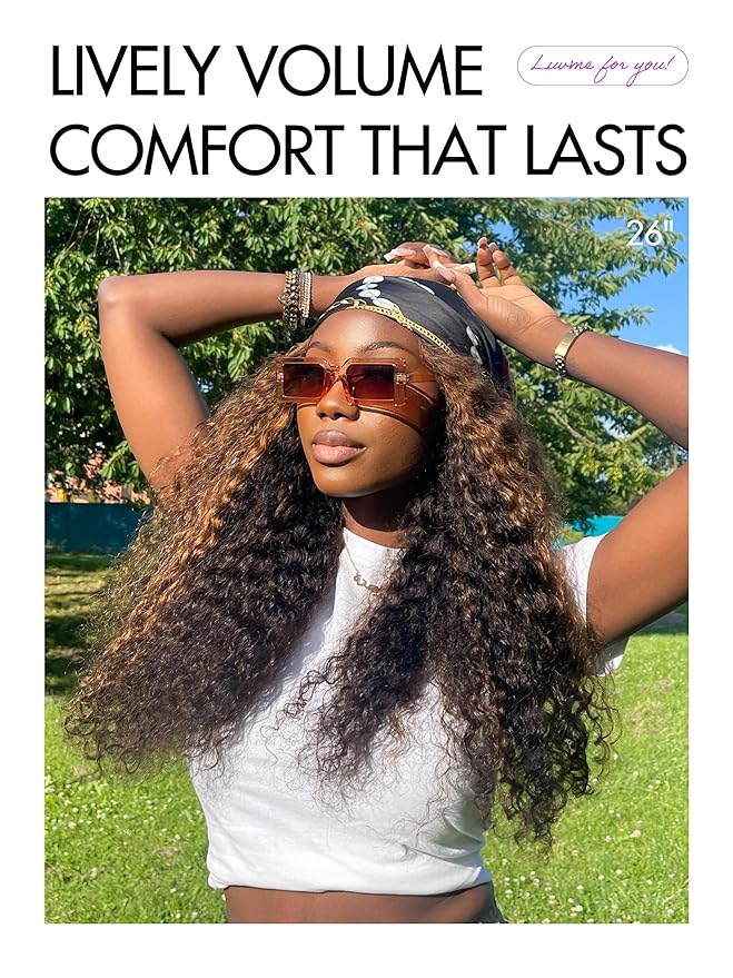 LUVME HAIR 7x6 HD Lace All-Day Comfort Wig PartingMax Lace Wigs Water Wave Curly Lace Front Wigs Human Hair Pre Cut Plucked Lace Frontal Glueless 20 Inches Hlighlight Color