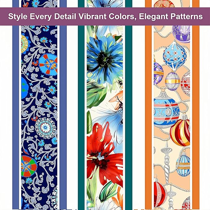 Skinny Scarf 3 Pack for Women – Bag Scarf, Silk Hair Scarves (Original Prints, Premium Twill, 3 Designs)