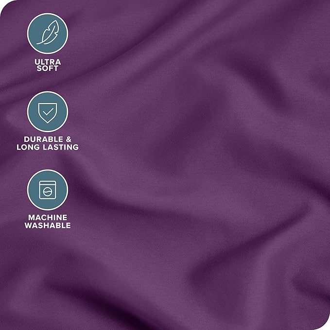 Bare Home Microfiber Pillow Cases - Standard Size Set of 2 - Cooling Pillowcases - Double Brushed - Easy Care - Envelope Closure (Standard Pillowcase Set of 2, Plum)