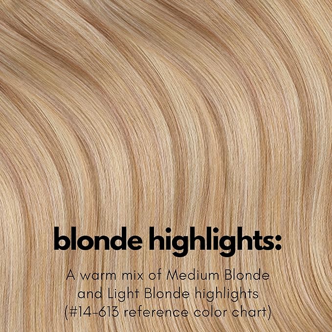 Irresistible Me Real Human Hair Extensions Clip Ins – 100% Human Hair Clip In Extensions for Length & Volume – Invisible Extension – Heat Resistant & Dyeable – Blonde Highlights, 24 Inches