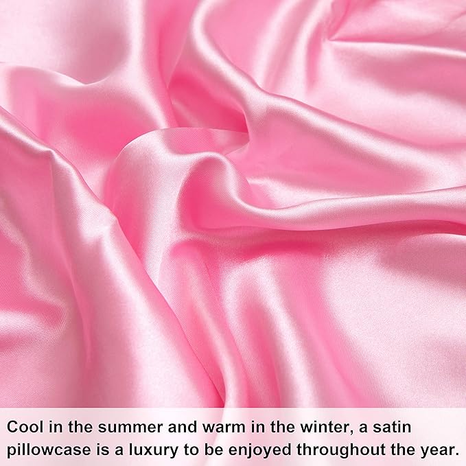 NTBAY 2 Pack Satin King Pillowcases for Hair and Skin, Luxurious and Silky Pillow Cases with Envelope Closure, 20x36 Inches, Pink