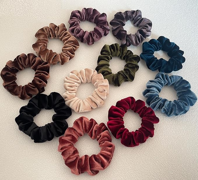 Velet Scrunchies for Women, 6 Pcs Soft Hair Ties, No-tangling Elastic Scrunchy, Ponytail Holder Hair Accessories, Stretchy Scrunchy Set for Thin & Thick Hair, Classic Hair Bands Set