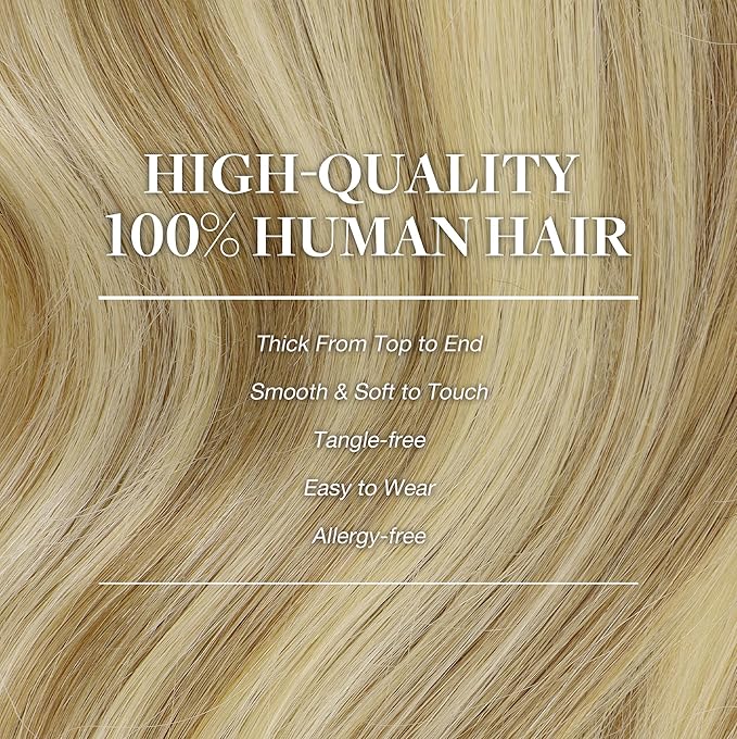 GOO GOO Clip in Hair Extensions Real Human Hair, Remy Human Hair Extensions Clip ins for Women, Natural Human Hair, 20inch 120g 7Pcs, 16/22 Light Blonde Highlighted Golden Blonde