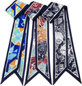 Skinny Scarf 3 Pack for Women – Bag Scarf, Silk Hair Scarves (Original Prints, Premium Twill, 3 Designs)