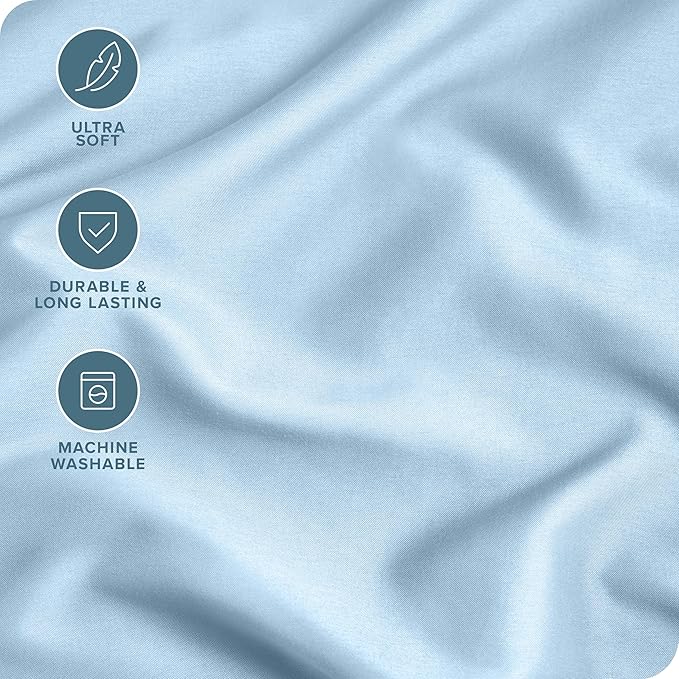 Bare Home Microfiber Body Pillow Cover - Ultra Soft - Cooling Pillowcase - Double Brushed - Pillowcase with Zipper Closure - Easy Care (20''x54'' Body Pillow Cover, Light Blue)