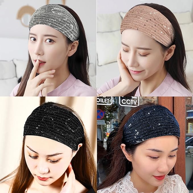 DORIS&JACKY Fashion 2.5 Inch Wide Lace Headbands Elastic Hairbands With Teeth Headwear Accessories For Women And Girls (Pattern 6-5PCS)