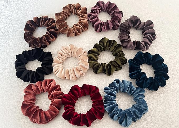 Hair Scrunchies, 6 Pcs Velvet Scrunchies for Women, Soft Hair Ties for Girls, No Damage Hair Scrunchy, Hair Styling Accessories, Gentle No-Slip Scrunchie, Ponytail Holder for Thick/Curly Hair