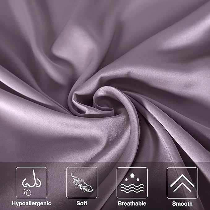 Mulberry Silk Pillowcase for Hair and Skin,Cooling Silk Pillow Case with Hidden Zipper,Allergen Proof Dual Sides Soft Breathable Smooth Silk Pillow Cover for Women (Pink Purple,Standard)