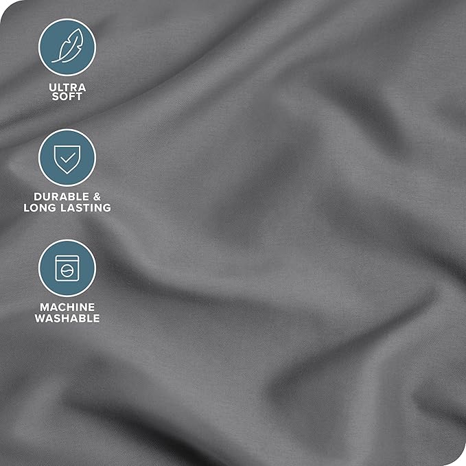 Bare Home Microfiber Pillow Cases - Queen Size Set of 2 - Cooling Pillowcases - Double Brushed - Easy Care - Envelope Closure (Queen Pillowcase Set of 2, Grey)