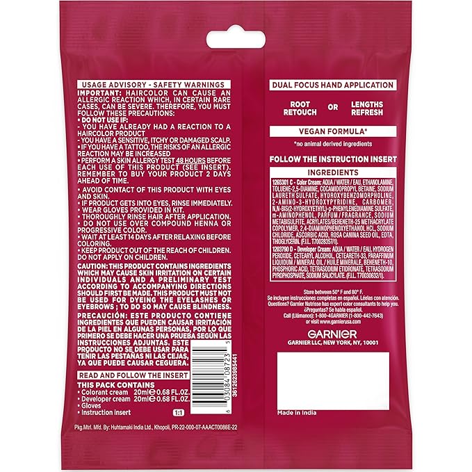 Garnier Color Sensation Color Retouch, Demi Permanent Hair Dye for Roots with 100% Gray Coverage, Black Hair Dye 1.0, Pack of 6