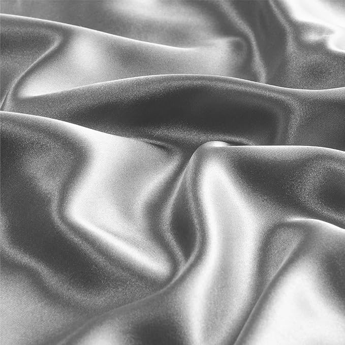 BEDELITE Satin Pillowcase with Zipper, Grey Pillow Cases Queen Size Set of 2, Super Soft and Cooling Similar to Silk Pillow Cases, Gift for Women Men(20x30 Inches)