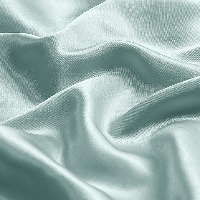 BEDELITE Satin Pillowcase with Zipper, Haze Blue Pillow Cases Queen Size Set of 2, Super Soft and Cooling Similar to Silk Pillow Cases, Gift for Women Men(20x30 Inches)