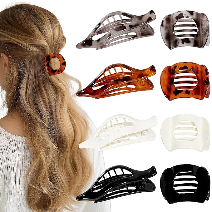 8 PCS Flat Hair Clips for Women French Matte Flat Claw Clips for Thick & Thin Hair No-Slip Hair Barrettes, Strong Hold Styling Accessories