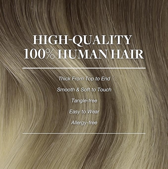 GOO GOO Clip in Hair Extensions Real Human Hair, Remy Human Hair Extensions Clip ins for Women, Natural Human Hair, 18inch 120g 7Pcs, 9/60 Balayage Ash Brown to Platinum Blonde