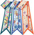 Skinny Scarf 3 Pack for Women – Bag Scarf, Silk Hair Scarves (Original Prints, Premium Twill, 3 Designs)