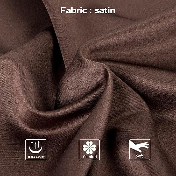 NTBAY Zippered Satin Pillow Cases for Hair and Skin, Luxury Standard Hidden Zipper Pillowcases Set of 2, 20x26 Inches, Dark Brown