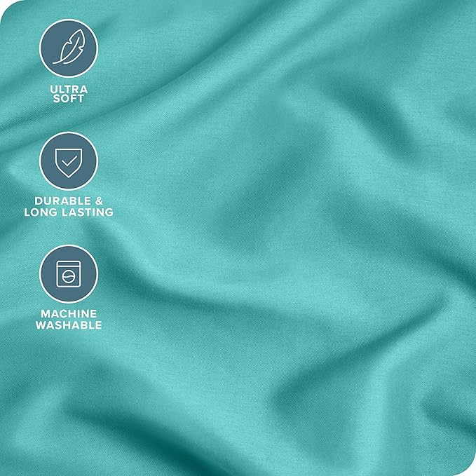 Bare Home Microfiber Bulk Pillow Cases - Standard/Queen Size Set of 4 - Cooling Pillowcases - Double Brushed - Turquoise Pillowcases 4 Pack - Easy Care (Standard - 4 Pack, Turquoise)