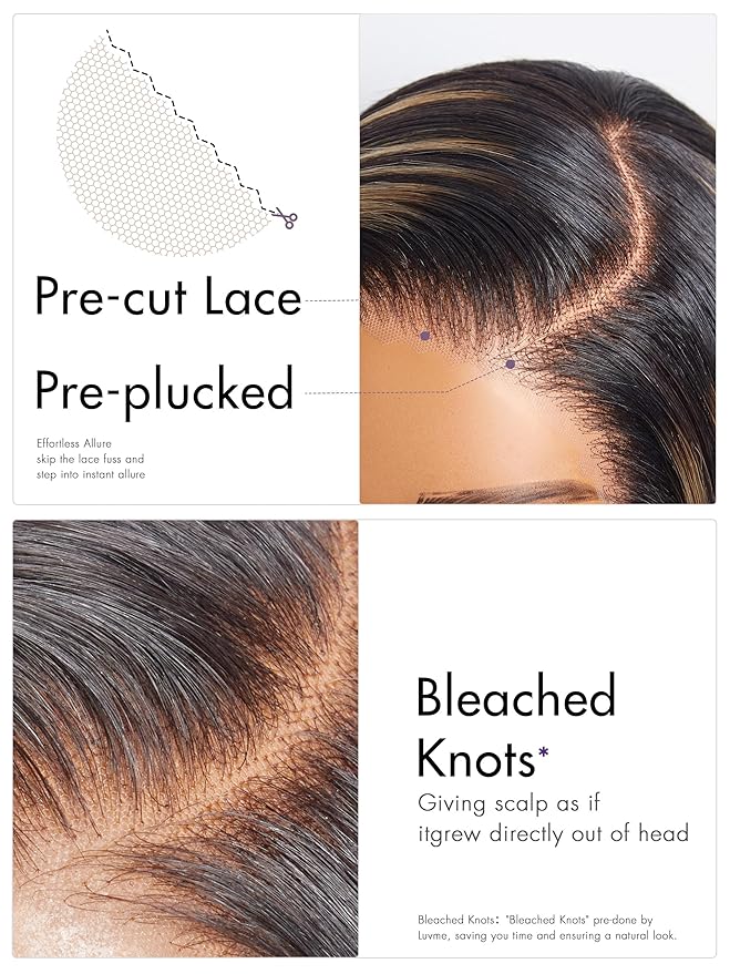 LUVME HAIR Ombre Blonde Highlight Silky Straight Glueless Pre Cut Lace Bob Wig