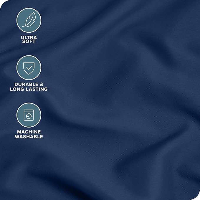Bare Home Microfiber Pillow Cases - King 20x40 - Cooling Pillowcases - Double Brushed - Easy Care - Envelope Closure (King Pillowcase Set of 2, Dark Blue)