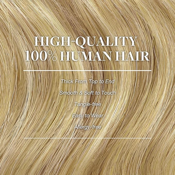GOO GOO Clip in Hair Extensions Real Human Hair, Remy Human Hair Extensions Clip ins for Women, Natural Human Hair, 22inch 150g 9Pcs, 16/22 Light Blonde Highlighted Golden Blonde