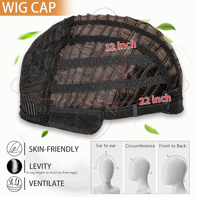 Nnzes Short Wavy Bob Wig with Bangs for Women Shoulder Length Curly Soft Coffee Brown Synthetic Heat-Resistant Fiber Hair for Daily & Party Use