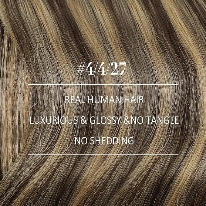 YoungSee Weft Hair Extensions Balayage Sew in Hair Extensions Dark Brown Ombre Caramel Blonde Mix Brown Human Hair Weft Extensions for Women 16Inch 100G