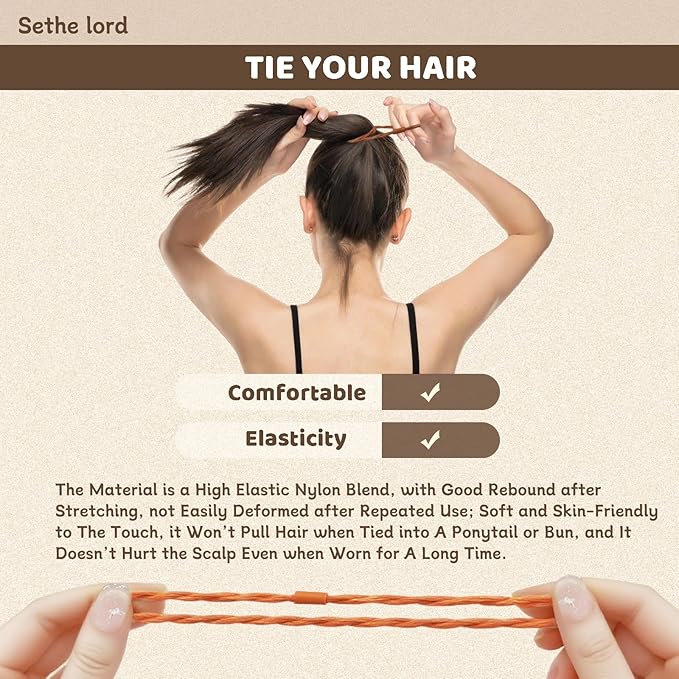 48 Pcs Boho Hair Ties - Morandi & Earth Tone Elastic Hair Bands, No Crease Durable Hair Accessories for Women Girls, Multi - Color Handmade Hair Ropes with Kraft Paper Hanging Card