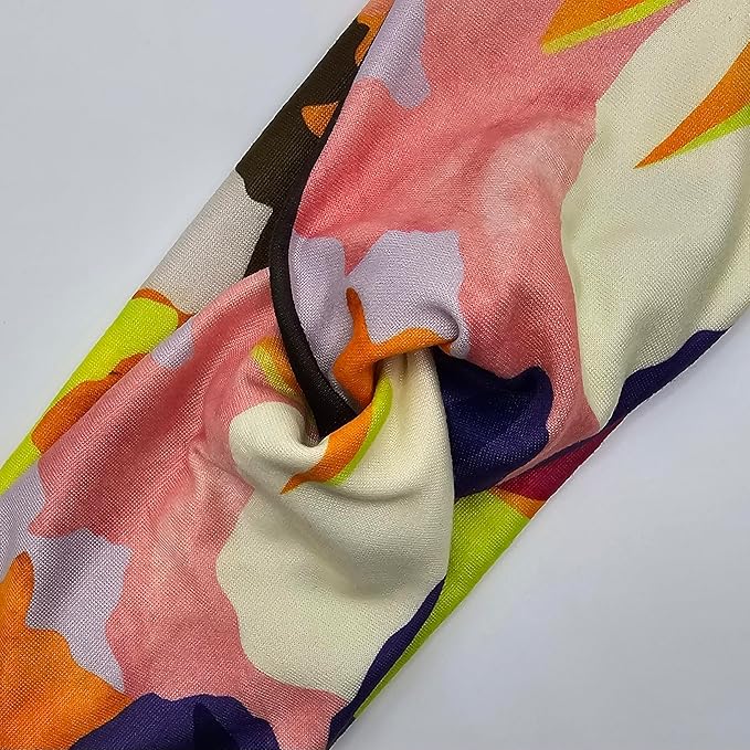 Soft Stretchy Headband, 3-in-1 Versatile Twist Style, One-Piece (Abstract Floral Neons, Adult)