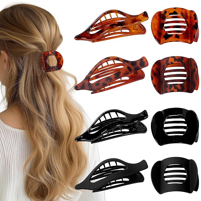 8 PCS Flat Hair Clips for Women French Matte Flat Claw Clips for Thick & Thin Hair No-Slip Hair Barrettes, Strong Hold Styling Accessories