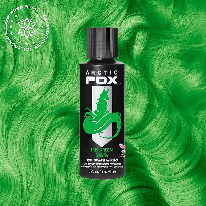 Arctic Fox Semi-Permanent Hair Dye, Vegan & Cruelty-Free, Ammonia-Free, Conditioning, Vibrant Green Color, Iris Green, For All Hair Types, 4 fl oz (Pack of 2)