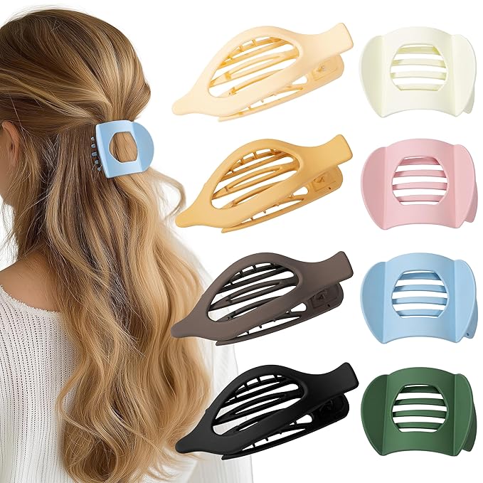 8 PCS Flat Hair Clips for Women French Matte Flat Claw Clips for Thick & Thin Hair No-Slip Hair Barrettes, Strong Hold Styling Accessories