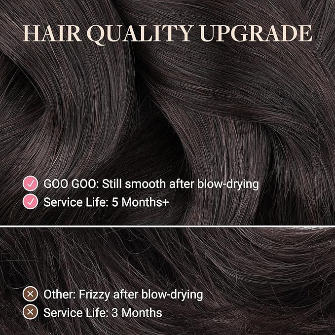 GOO GOO Tape in Hair Extensions Human Hair, 2 Dark Brown, 18inch 50g 20pcs, Skin Weft Seamless Invisible, Silky Straight with Thick Ends, Remy Human Hair