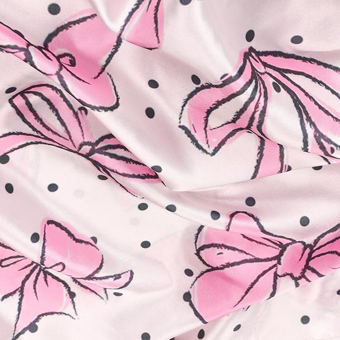 Bow Pink Satin Pillowcase for Hair & Skin Care, Standard Size Set of 2 - Luxurious Satin Pillow Cover with Envelope Closure(20x26 Inches)