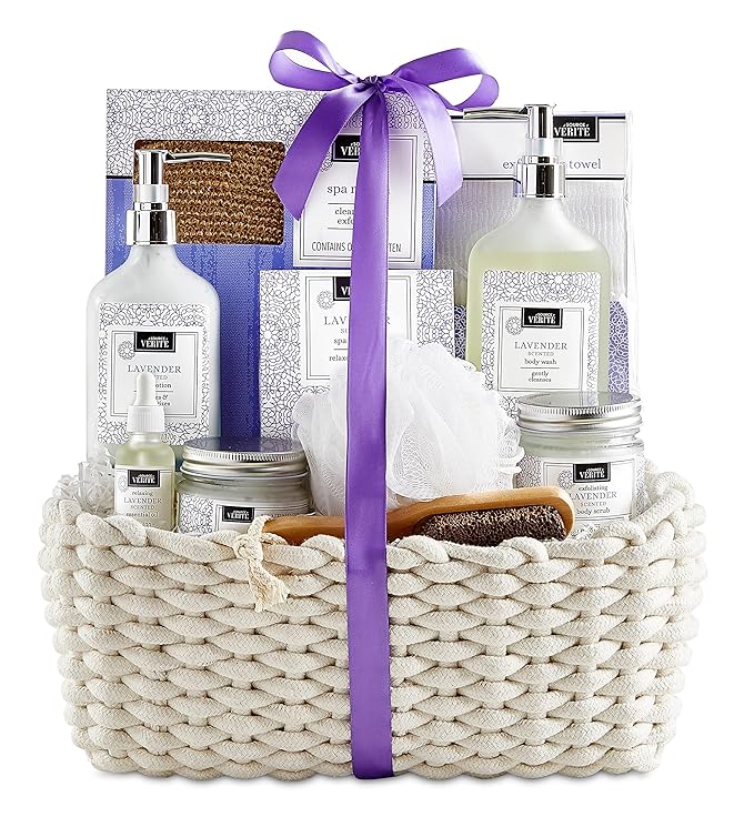 Source Verite Relaxation Spa Gift Basket (Grand Lavender), Spa Gift Sets, Lavender Gifts, Relaxation Gifts, Self-Care Gifts