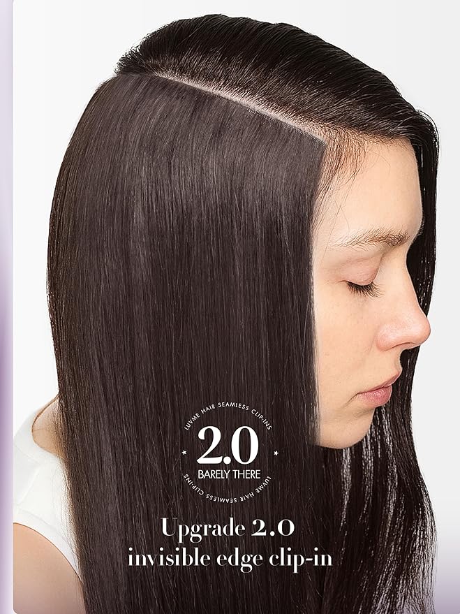 LUVME Invisible Clip in Hair Extensions Real Human Hair, 22 inch 110g 6Pcs, Natural Remy Human Hair Extensions Clip ins for Women, Natural Human Hair Silky Straight Highlight No.2