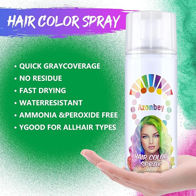 Halloween Hair Spray,Temporary Hair Color Spray for Women Kids Men,Washable Hairspray,Colored Hair Spray,Color Hairspray for Halloween,Party,Cosplay,Christmas Day (01#Green)