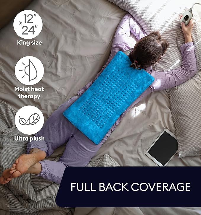 GENIANI XL Electric Heating Pad for Back Pain & Cramps Relief, Electric Throw, Birthday Christmas Gifts for Women, Men Auto Shut Off, Machine Washable, Heat Pad for Neck & Shoulder (Aqua Blue)