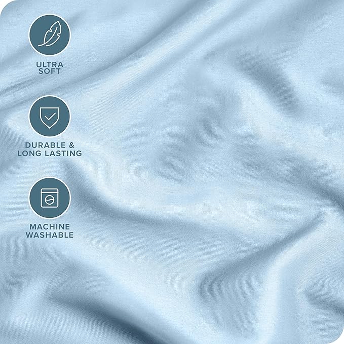 Bare Home Microfiber Pillow Cases - Standard/Queen Size Set of 2 - Cooling Pillowcases - Double Brushed - Light Blue Pillowcases 2 Pack - Easy Care (Standard Pillowcase Set of 2, Light Blue)