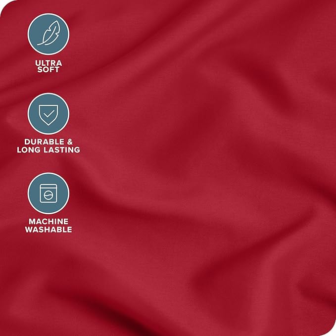 Bare Home Microfiber Bulk Pillow Cases - Standard/Queen Size Set of 4 - Cooling Pillowcases - Double Brushed - Red Pillowcases 4 Pack - Easy Care (Standard - 4 Pack, Red)