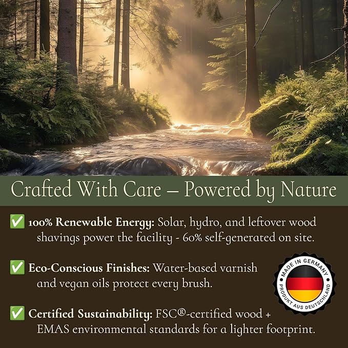 100% Wild Boar Bristle Hairbrush for Natural Healthy Hair, Medium Soft Tibet Bristles, Pear Wood Handle, Wooden Hair Brush for Fine or Thinning Hair, for Women & Men, Made in Germany's Black Forest