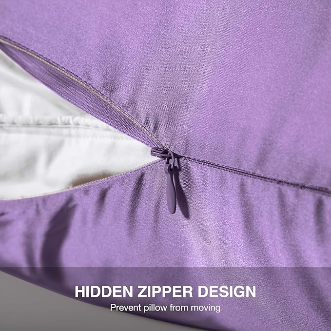 Mulberry Silk Pillowcase for Hair and Skin,Standard Size Cooling Silk Pillow Case with Hidden Zipper,Allergen Proof Dual Sides Soft Breathable Smooth Silk Pillow Cover for Women(Standard,Violet)