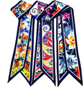 Skinny Scarf 3 Pack for Women – Bag Scarf, Silk Hair Scarves (Original Prints, Premium Twill, 3 Designs)