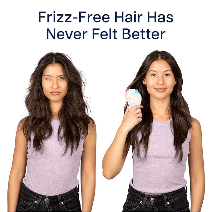 Crave Naturals Glide Thru Detangler Brush Pack of 2 - Curly Hair Brush for Women and Kids - Wet and Dry Comb for Adults - Soft Flexible Bristles for Gentle Use - Pink and Soft Hazy Swirl