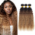 30 32 34 Inch T1B/4/27 Water Wave Bundles Human Hair Honey Blonde Bundles Niegmeag Peruvian Virgin Soft and Silky Remy Hair Extensions Ombre Blonde Color