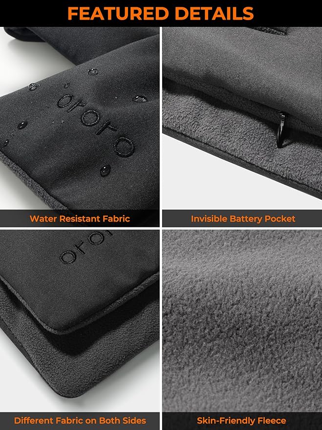 ORORO Heated Scarf, Up to 12 Hours of Warmth, Heated Neck Warmer with Rechargeable Battery